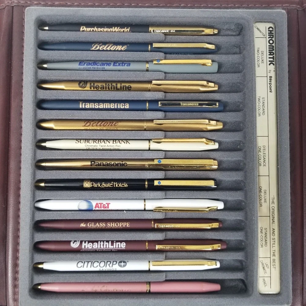 Vintage Ritepoint Chromatic Salesman Sample Pen Display Kit 13 Pens NOS‎ 1989
